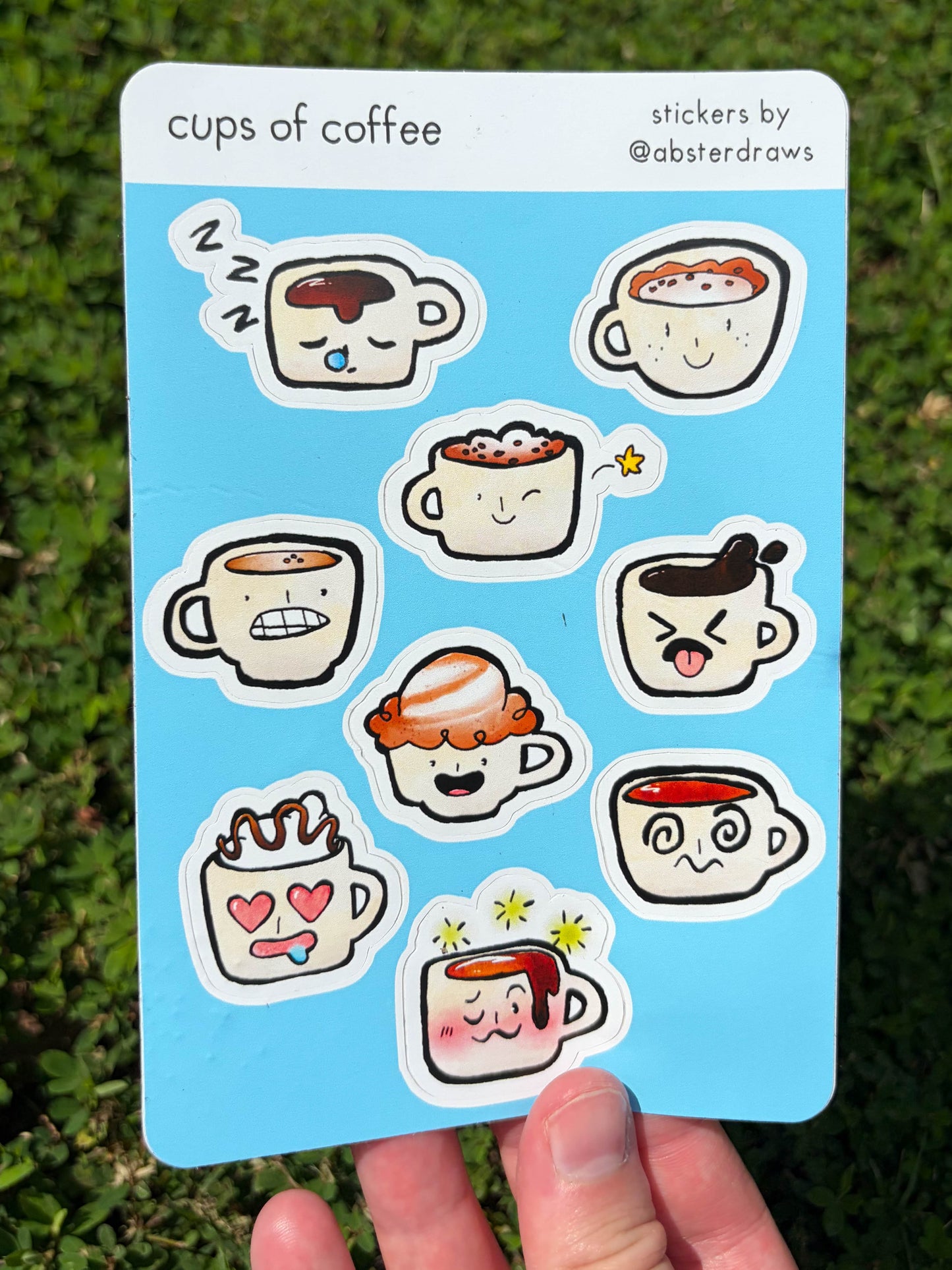 cups of coffee sticker sheet