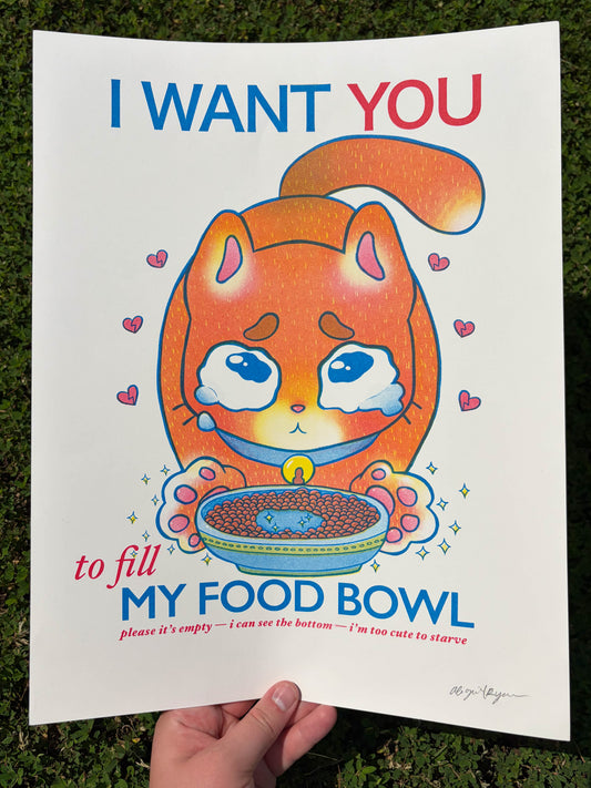 fill my food bowl risograph print