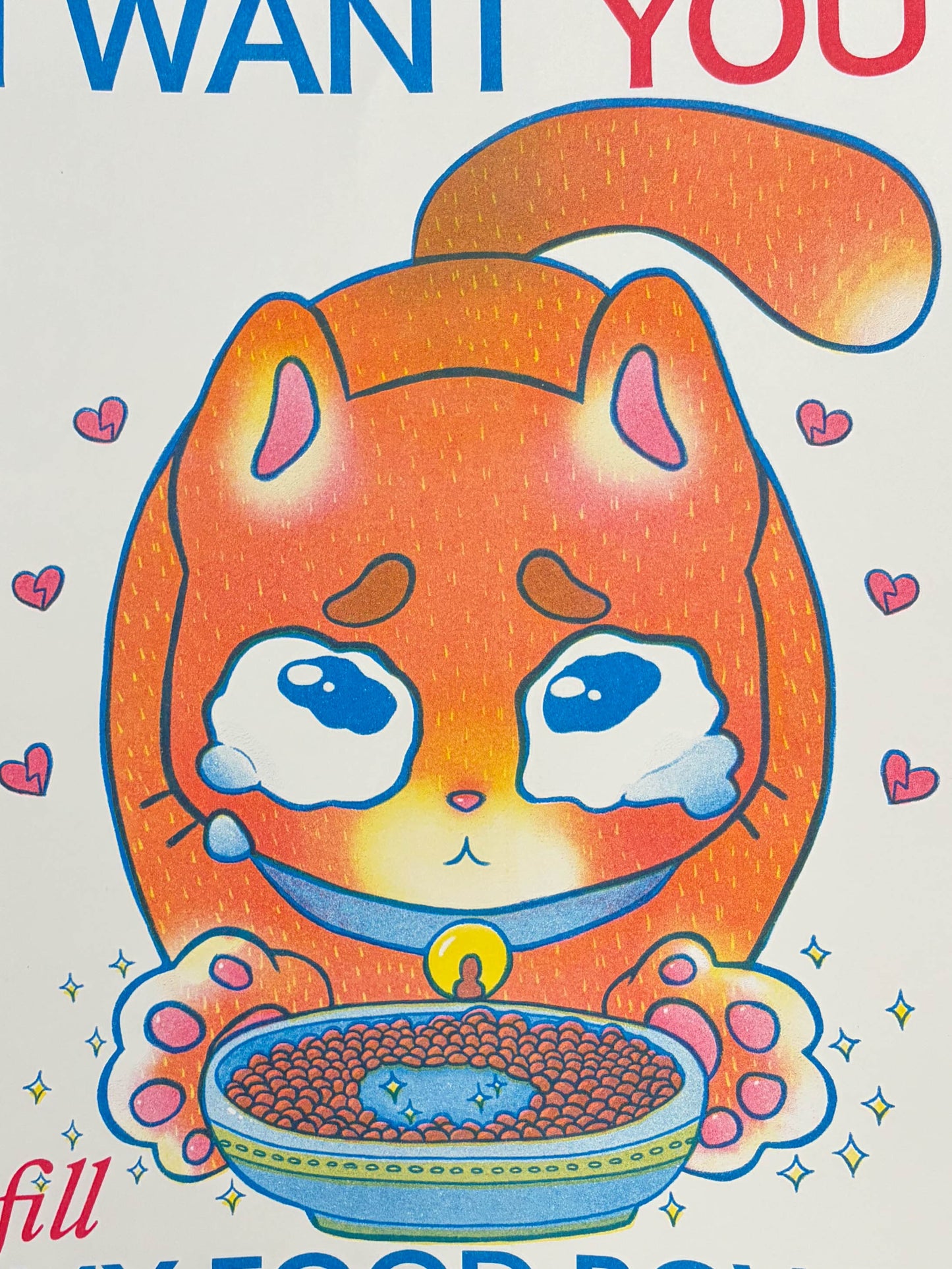 fill my food bowl risograph print