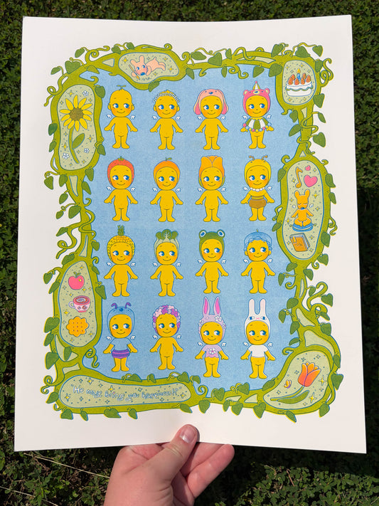 he will bring you happiness! risograph print