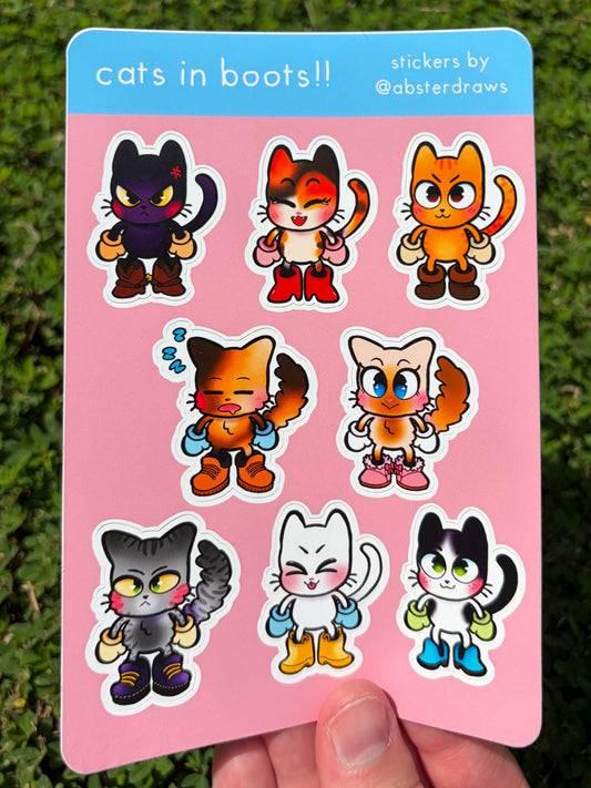 cats in boots sticker sheet